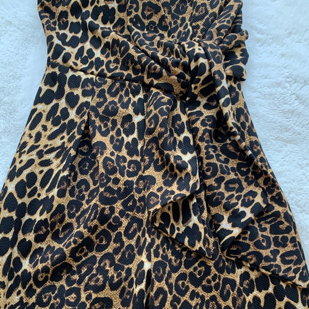 Leopard Print Strapless Jumpsuit - image 4
